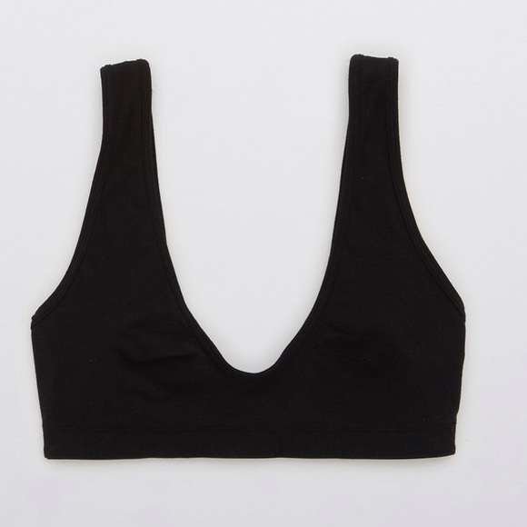 💎NWT AERIE BLACK COTTON SCOOP BRALETTE💎 - Picture 3 of 15